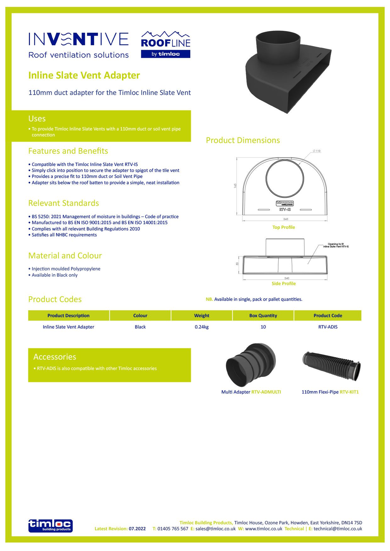 Timloc Building Products Datasheet - Universal Slate Ventilator