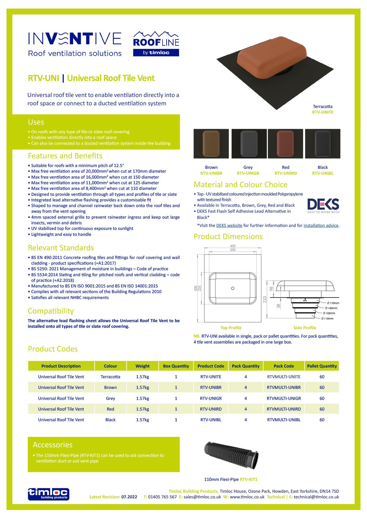 Timloc Building Products Datasheet - Push-In Soffit Vent