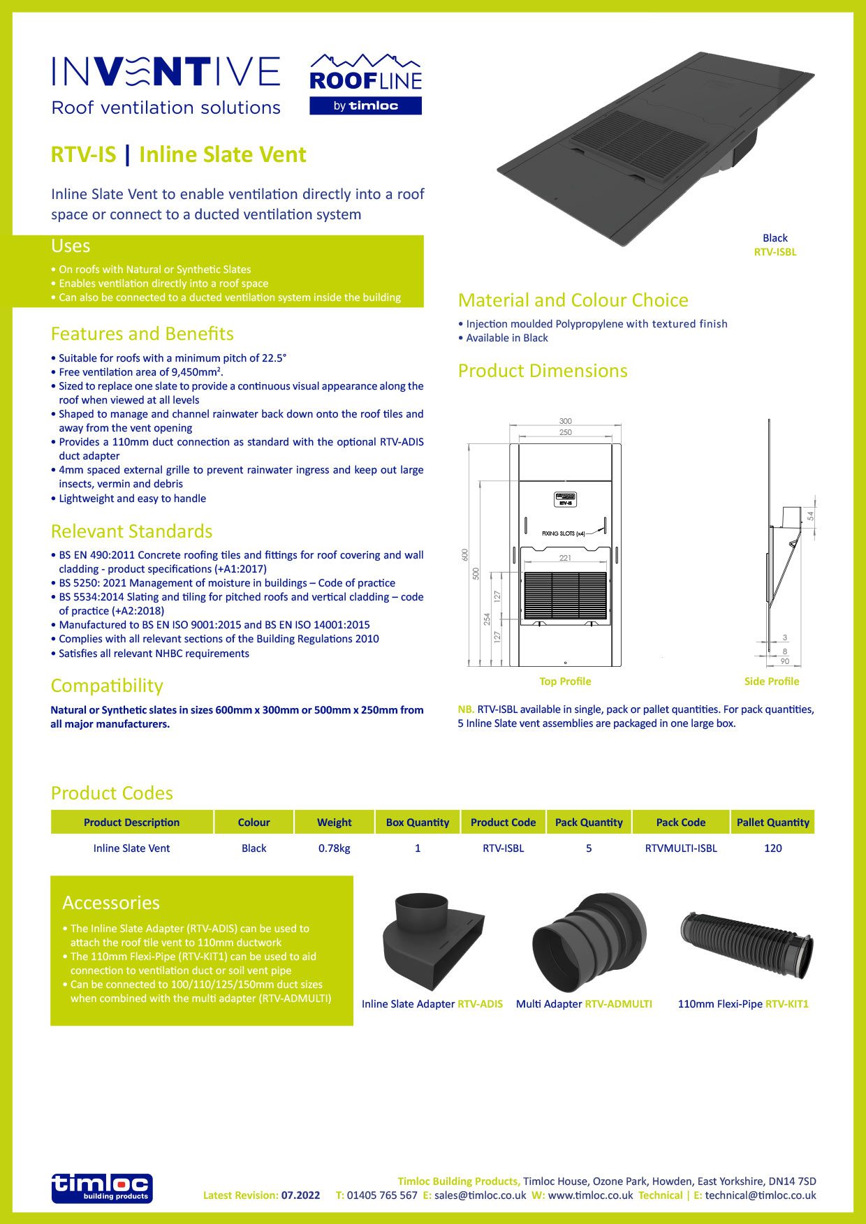 Timloc Building Products Datasheet - Universal Slate Ventilator