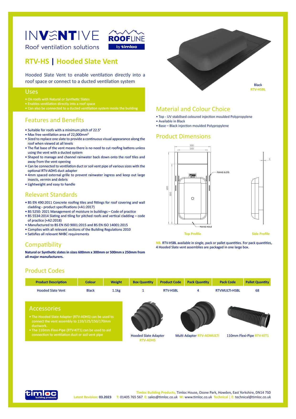 Timloc Building Products Datasheet - Universal Slate Ventilator